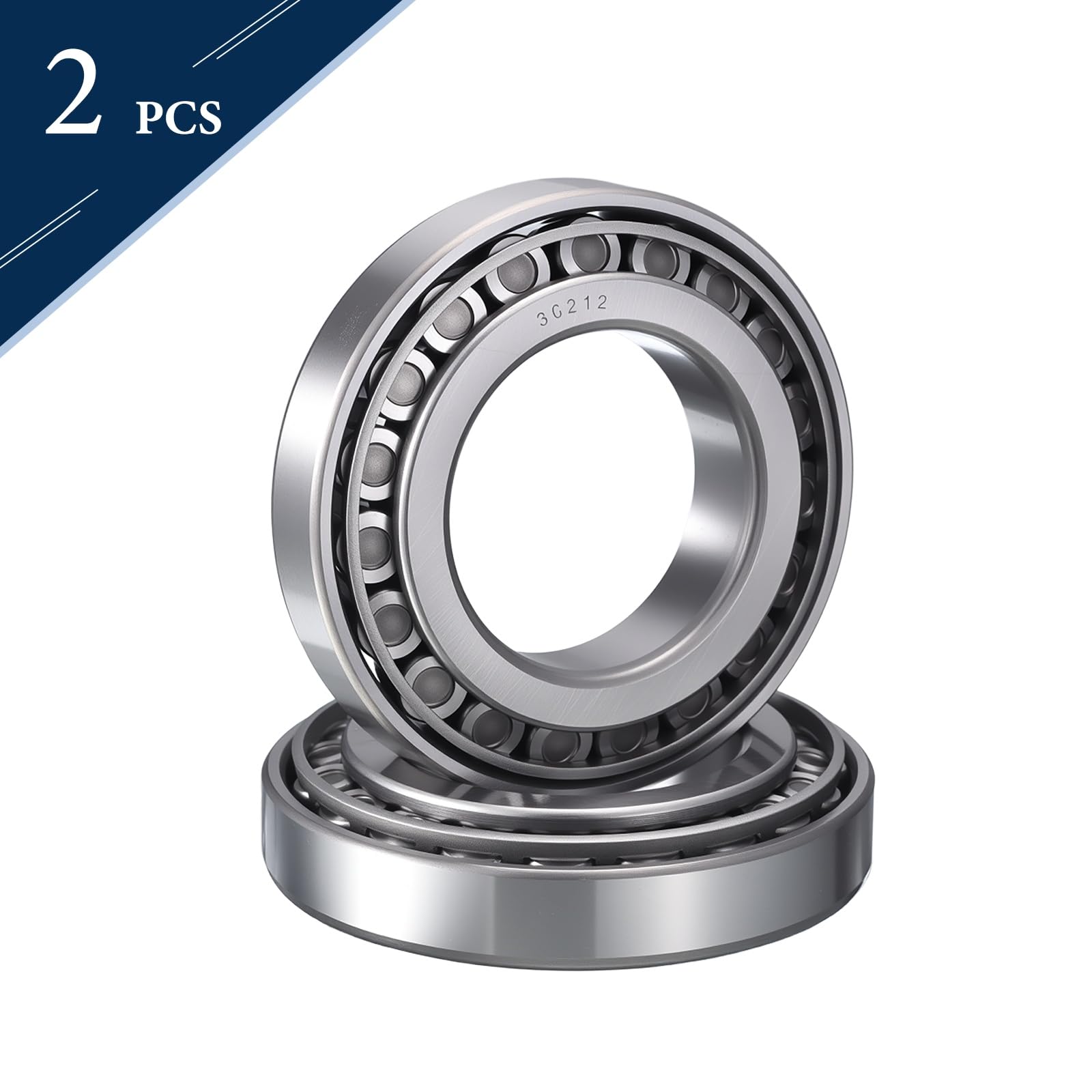 HIPicco Set di 2 cuscinetti a rulli conici e coppe, 30212, foro da 60 mm, diametro esterno 110 mm, larghezza 24 mm, cuscinetti ruota in acciaio cromato, ABEC-3