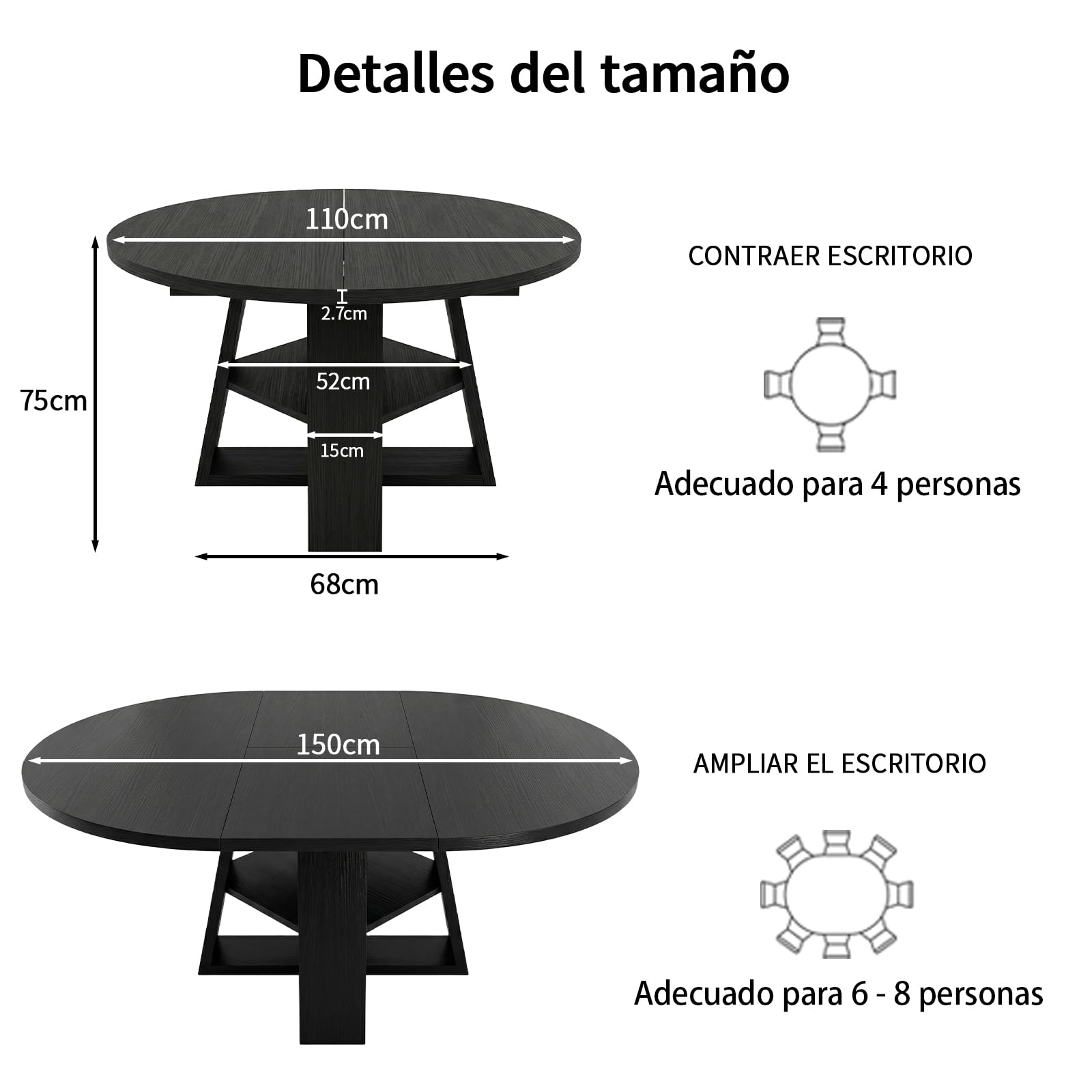 Mesa de Comedor Extensible,con Espacio de Almacenamiento
