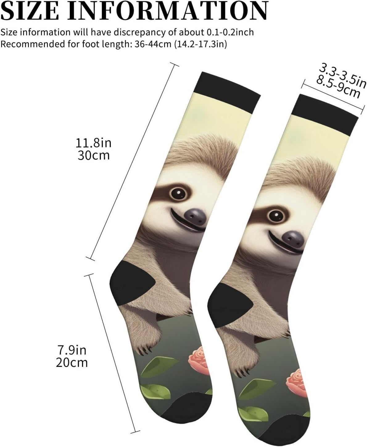 Cute Baby Sloth Compression Socks For Women Men 15-20mmhg Graduated Support Circulation Knee High Socks For Nurses Athletic