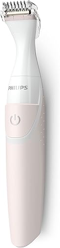 Vista 19 de Maquina depiladora Philips Bikini Genie BRT383 inalámbrica, para la línea del bikini, con cabeza afeitadora y cepillo, para mujeres Rosado y blanco