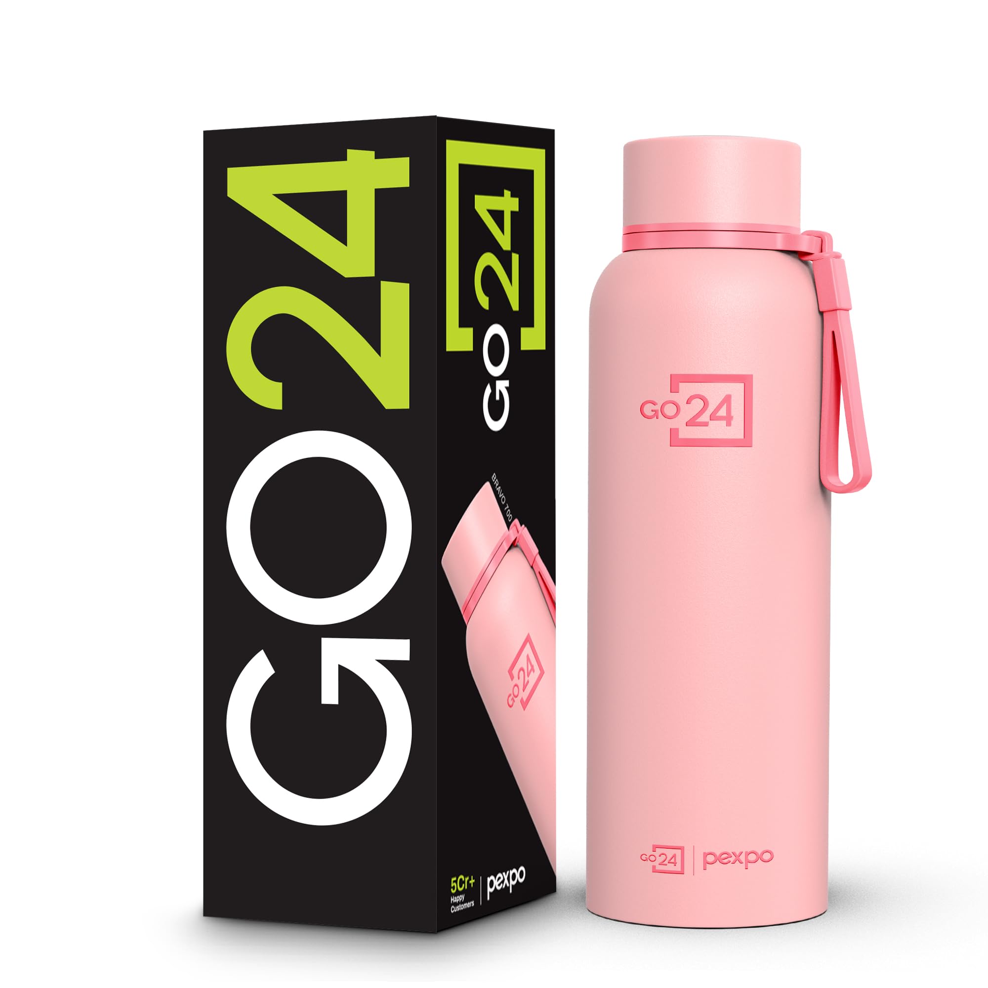 Go24 pexpo Stainless Steel Insulated Flask Bravo Baby Pink 700ml