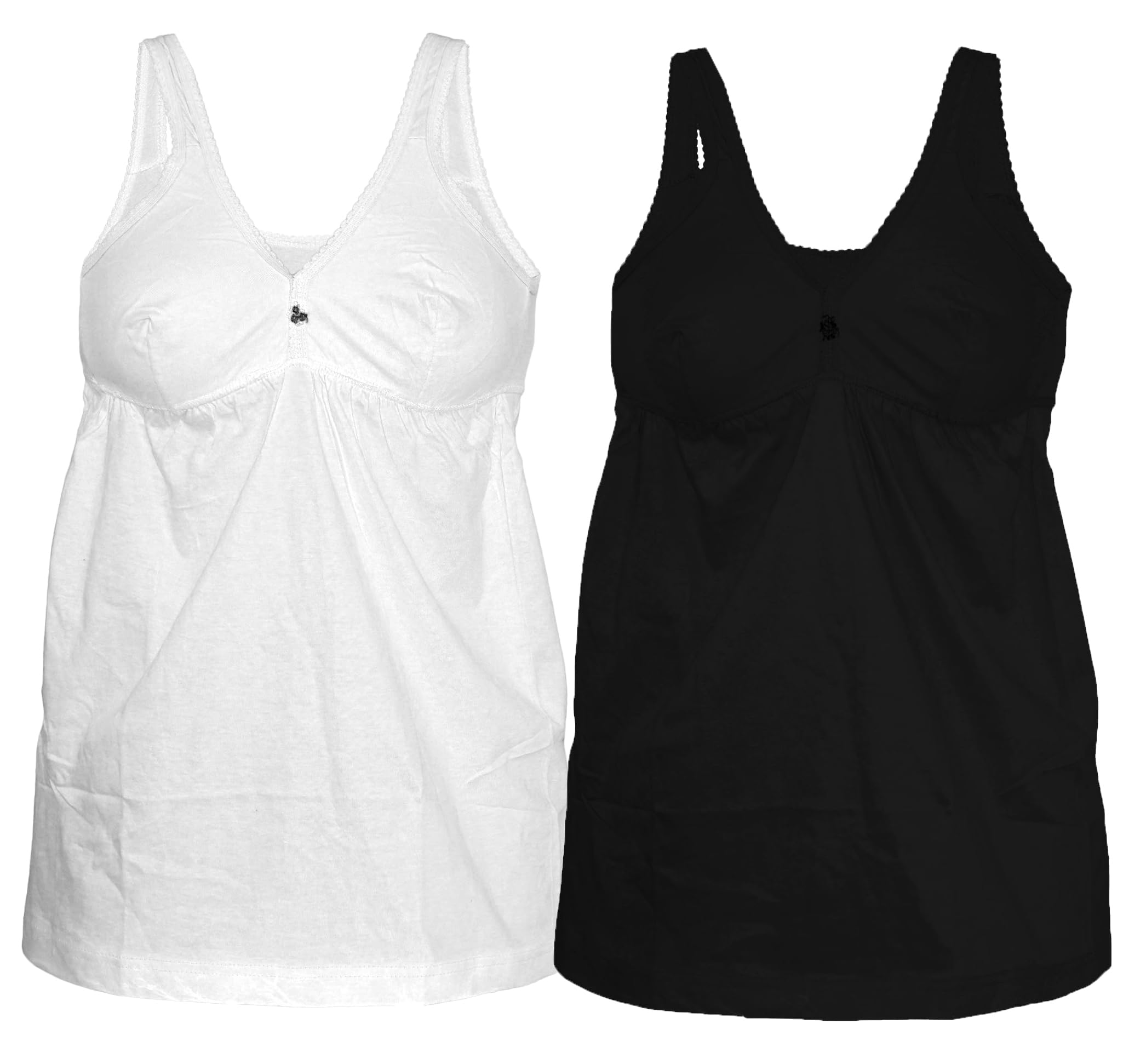 Women Cotton Regular Fit Sleeveless Cotton Bra Cum Comisole Slip Multicolor Pack of 2 White-image-28