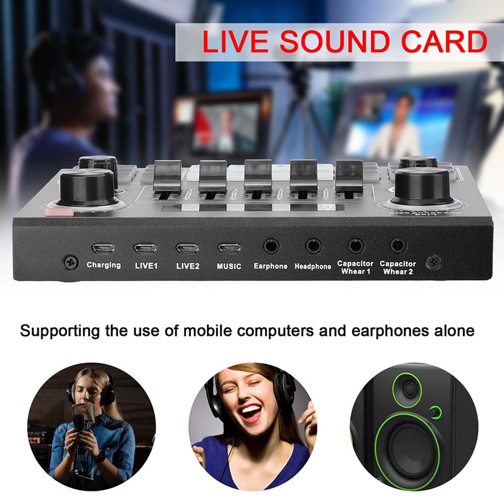 Scheda Mixer Audio Bluetooth Mini, Scheda Audio Live con Vari Effetti sonori, Scheda Audio Cambia Voce in Streaming Live per la Registrazione di Musica, Trasmissione di canti