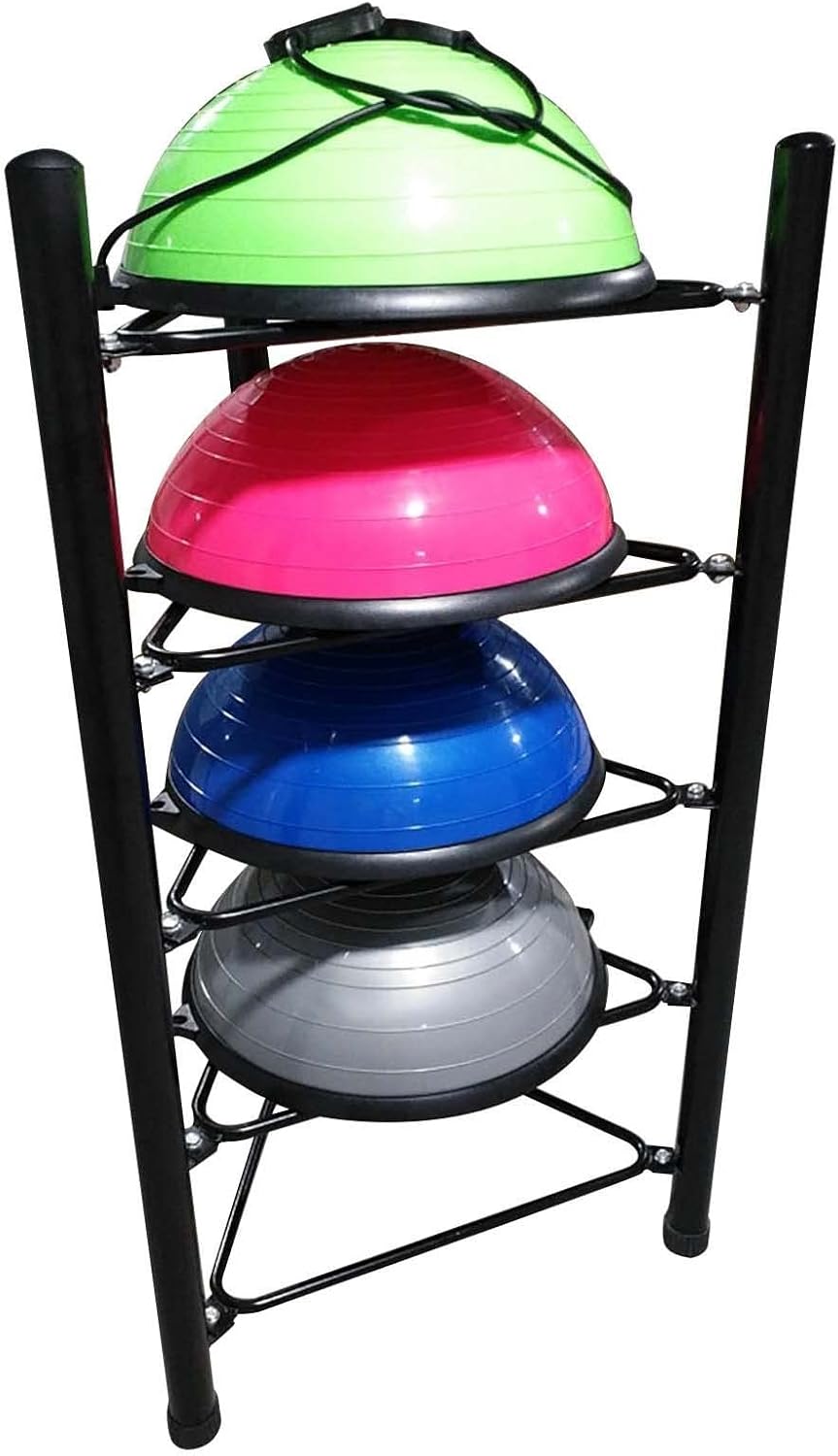 Ball Storage Organizer Rack Yoga Mat Holder Heavy Duty Half Yoga Ball Stand Racks, Metal Exercise Half Balls/Half Ball Balance Trainer Stands, Ideal for Gyms, Small Studio, Fitness Class ()