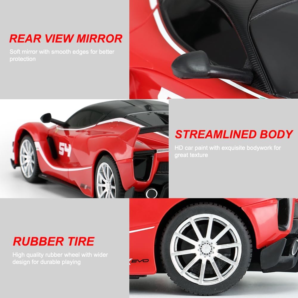 1:24 Scale Remote Control Car for Ferrari, 2.4GHz Model RC Cars, Electric Sport Racing Hobby Vehicle Gift for Adults, Kids, Boys, Girls - Red