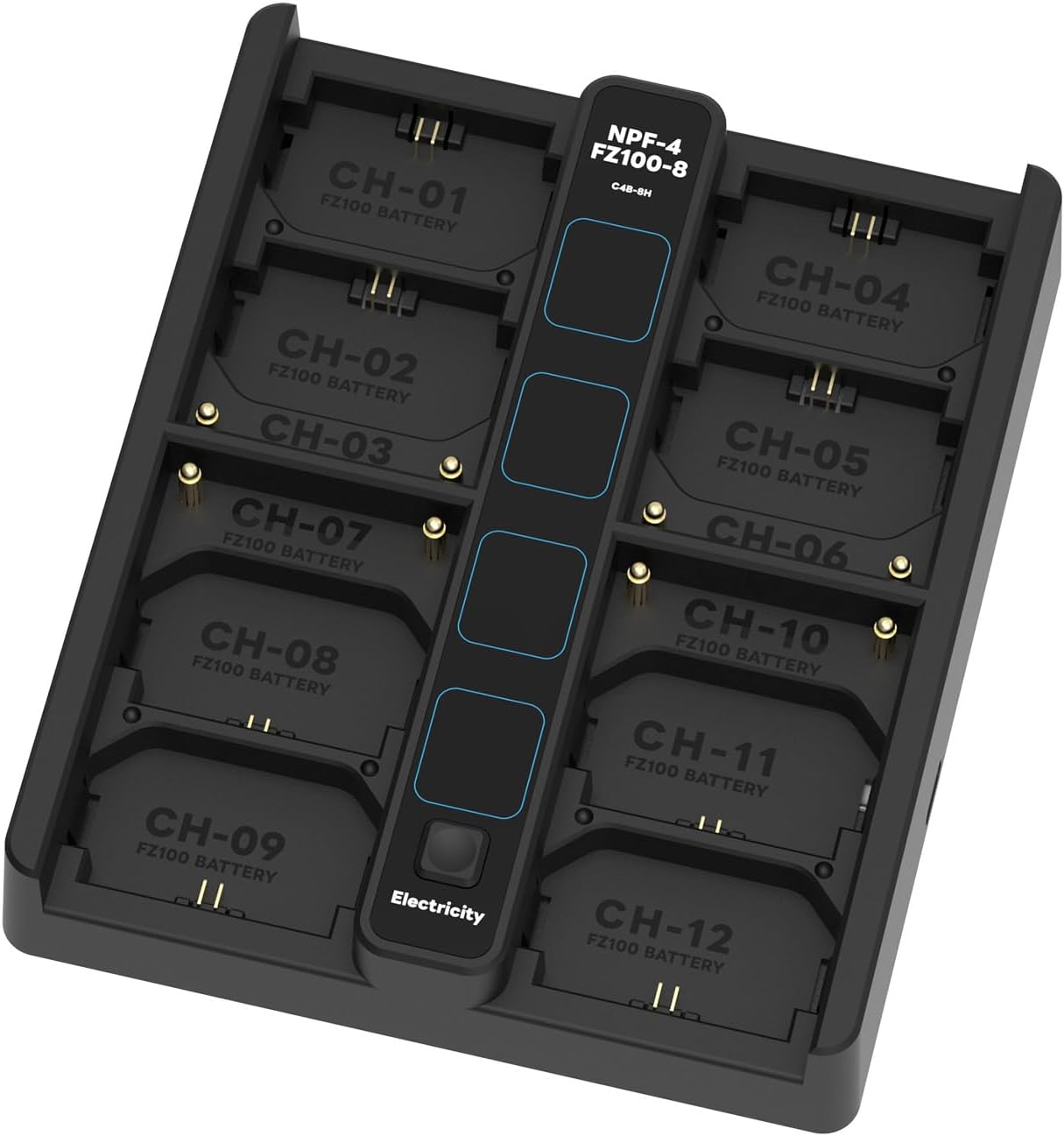 8-Slot NP-FZ100 Battery Charger with LED Display,4-Slot NP-F970 Camera Battery PD Fast Charger,Compatible with Sony A7R5/A7S3/A7M4/A7C2/A7C/A7R4/FX30 Battery