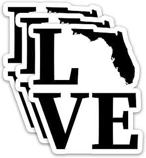 (3PCS) Love Florida Sticker – I Love Florida Map Decal | Waterproof Vinyl US State Sticker for Water Bottles, Laptops, Phone Cases, Scrapbooking, Travel Gift, Local Pride | Size 3" X 2.7"