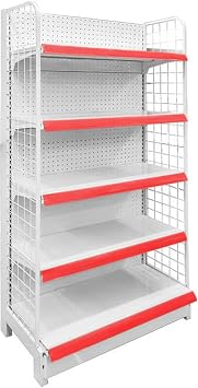 Commercial Display Rack Large Supermarket Display Shelf, Large Supermarket Store Storage Shelf DIY, Easy Installation Retail Sale Pantry Shelves Food Display Perforated Board Connectable Pharmaceutical/Kitchen/Convenience Store White - Side Shelves - 70x43x165cm