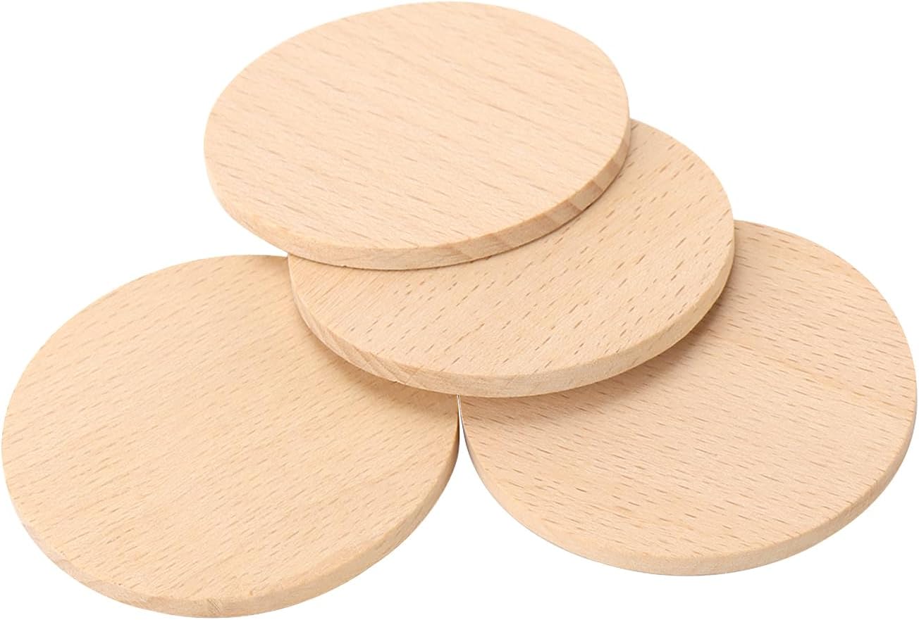 200 Pack Wood Coin, 2 Inch Round Wooden Circles, 1/8 inch Thick Unfinished Craft Supplies for DIY Projects, Engraving, Painting