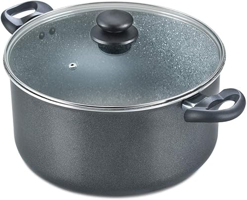 Manttra By Prestige Omega Deluxe - Olla de granito (11.0 in, con tapa de cristal, 8,5 litros)