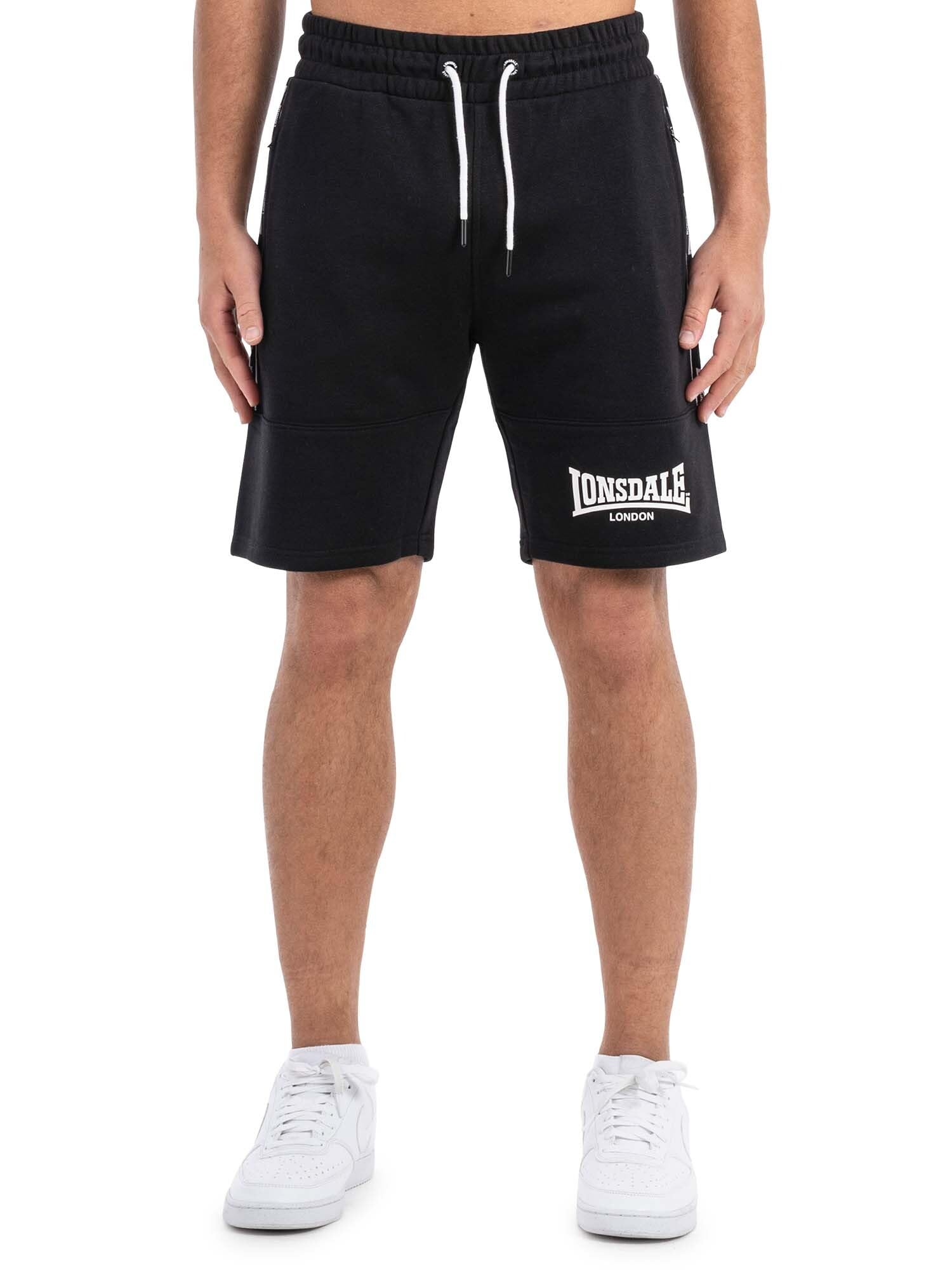 Lonsdale London SCARVELL Hombre Pantalones Cortos Negro 60% algodón, 40% poliéster