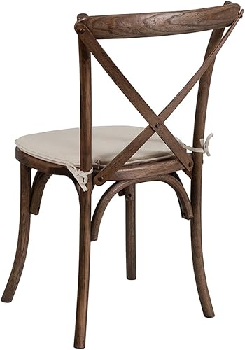 Miniatura 5 de Flash Furniture HERCULES Series Silla apilable de madera americana con respaldo cruzado con cojín
