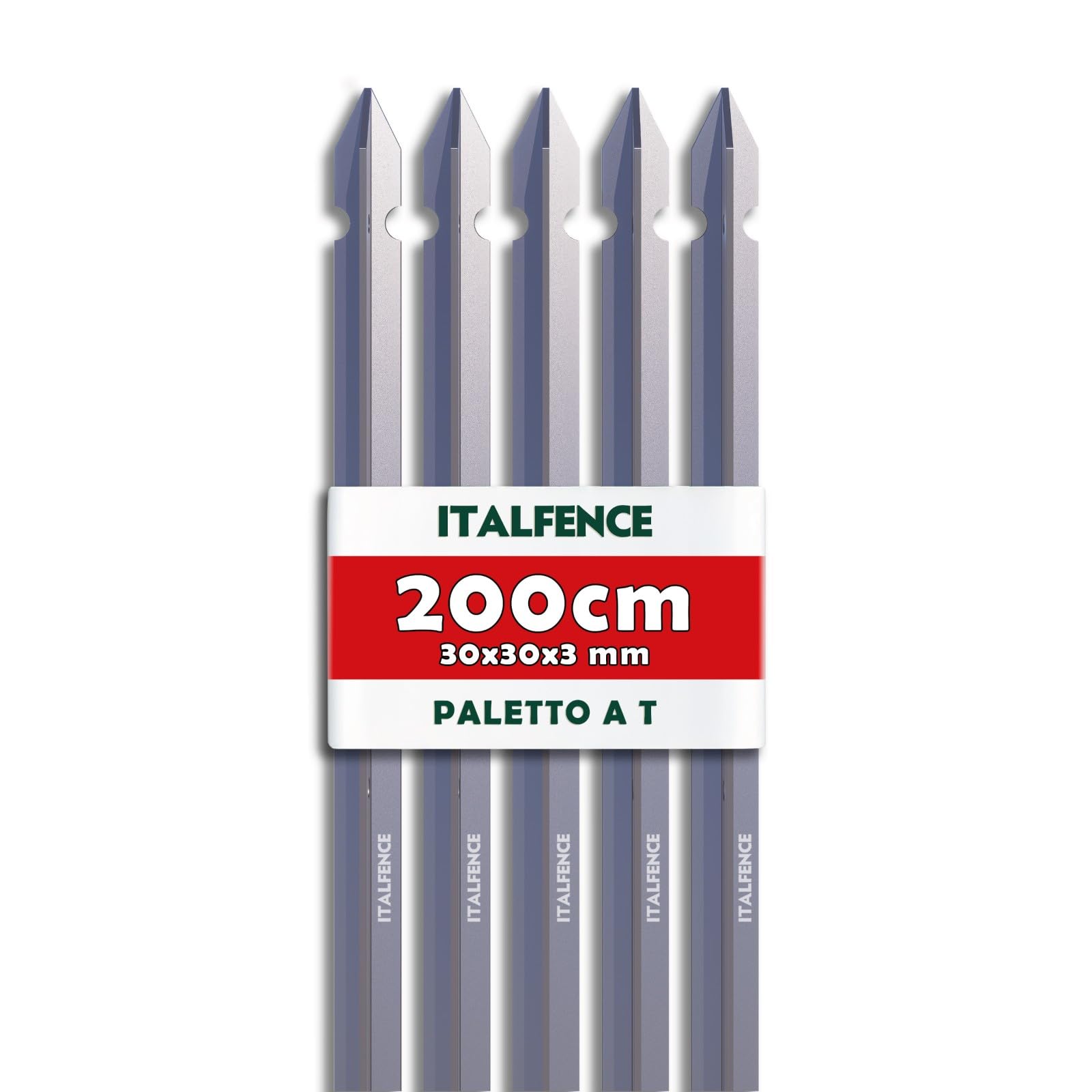 Palo a T H200cm 30x30x3mm in ferro zincato per recinzione [10 pezzi]
