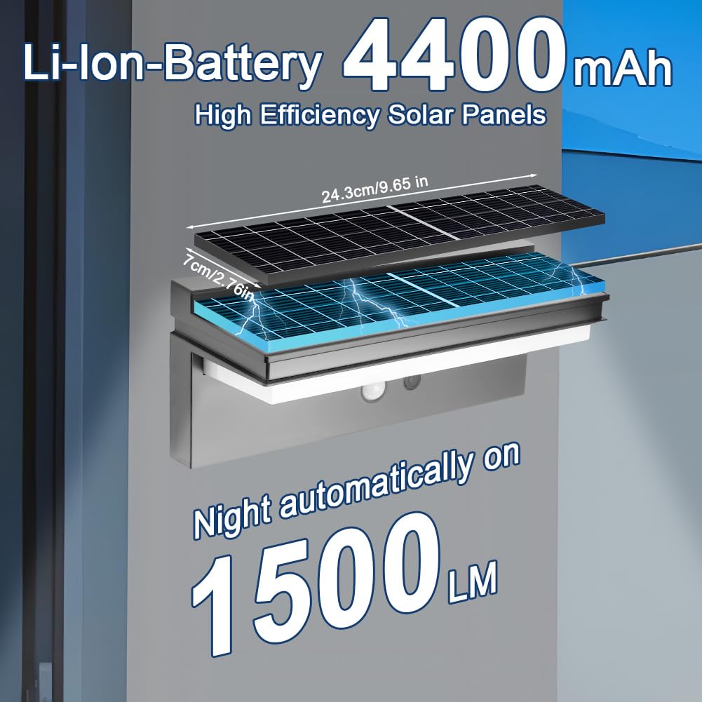 HOTUT Solar Lights Outdoor Motion Sensor, Wall Lights Outdoor IP65 Waterproof, 4 Lighting Modes, IP65 Solar Security Lights - Image 3