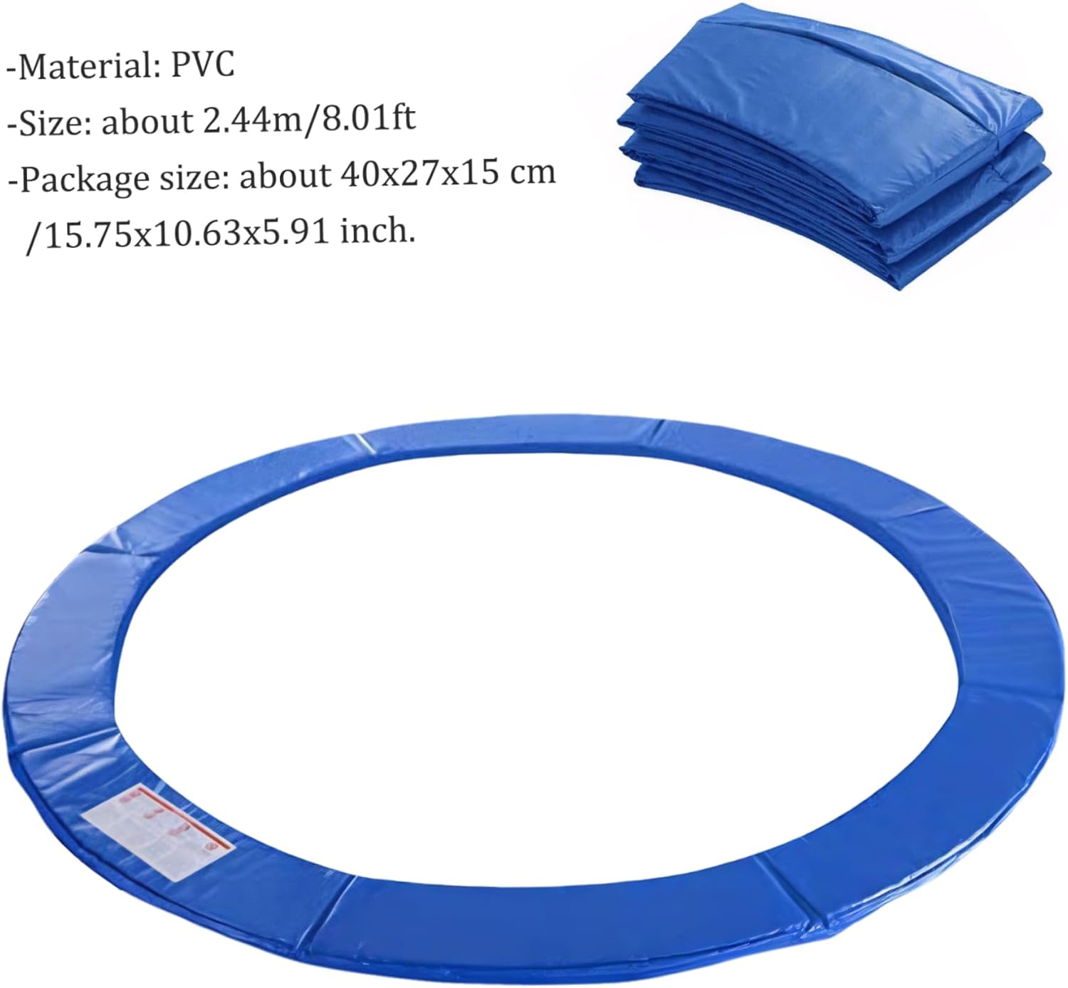 Trampoline Spring Cover, PVC Round Trampoline Pad Protective Cover for Kids with Sponge-Lined Water-Resistant Blue Pad Replacement