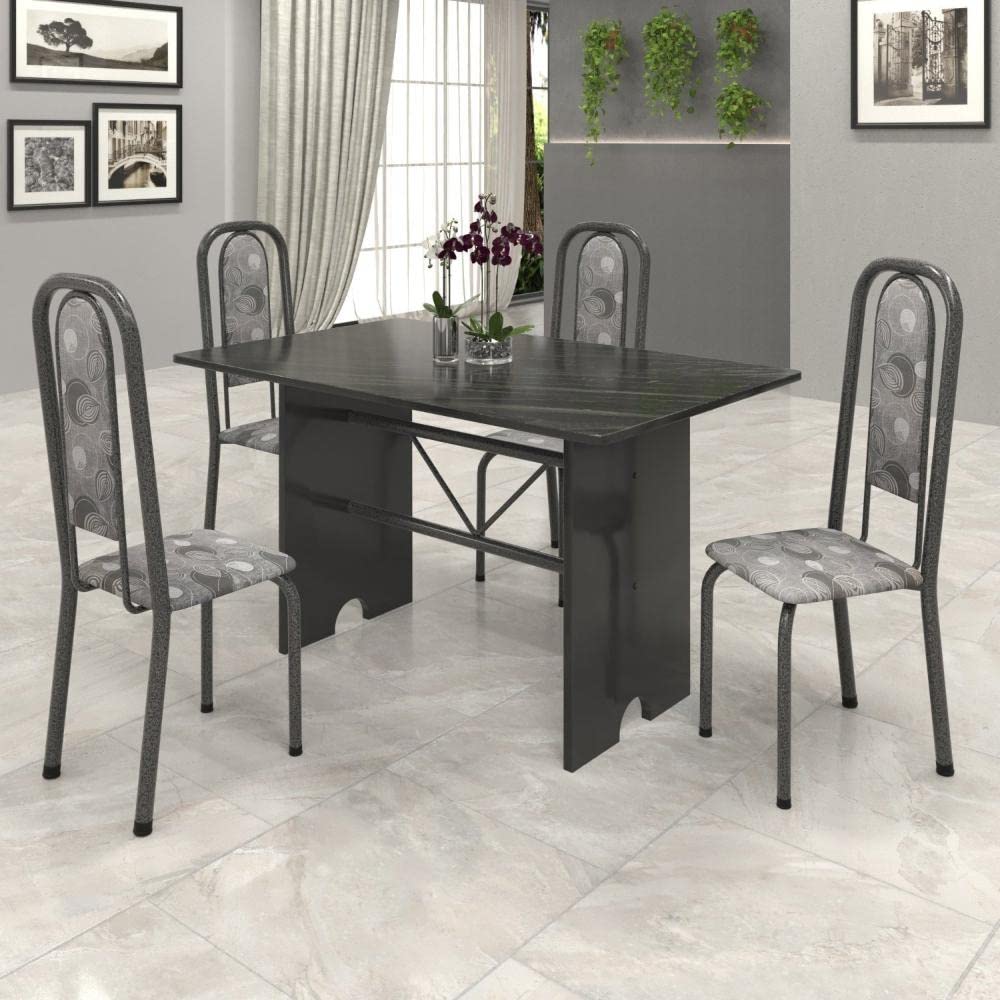 Conjunto de Mesa Tampo Ardósia 120x75cm com 4 Cadeiras Lavínea
