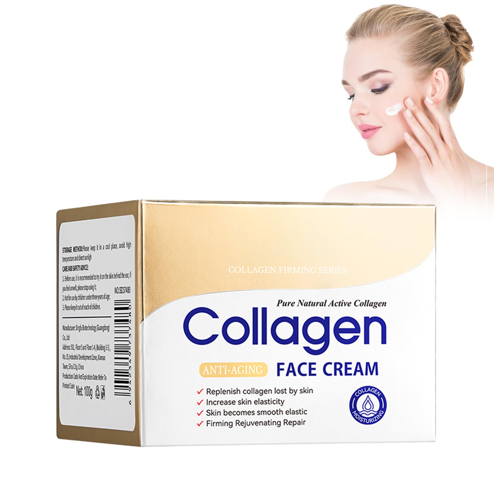 Eazerom 01 Crema di Collagene per il Viso,100g Crema Giorno e Notte Idratante Antietà, Collagen Age Filler Crema Viso,Crema Viso Acido Ialuronico e Collagene, per Rughe, Macchie Scure