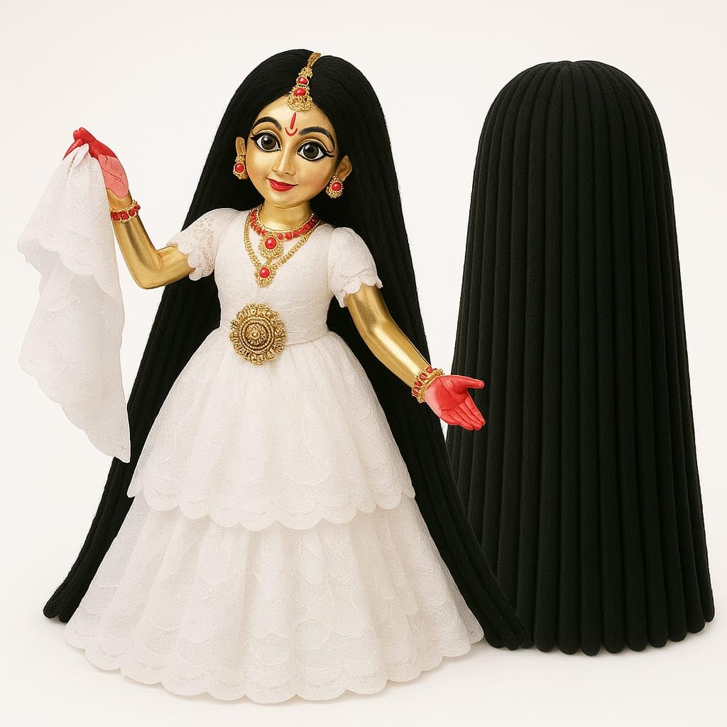 Champ Glad 6 Inch Radha Rani Hair Wig | Pack of 2 | Woolen Hair for Laxmi Mata, Kali Mata, Serawali Ma & Jagadhamba Ma | Handmade Soft Wig for Devi Idols (Multiple Sizes)-image-44