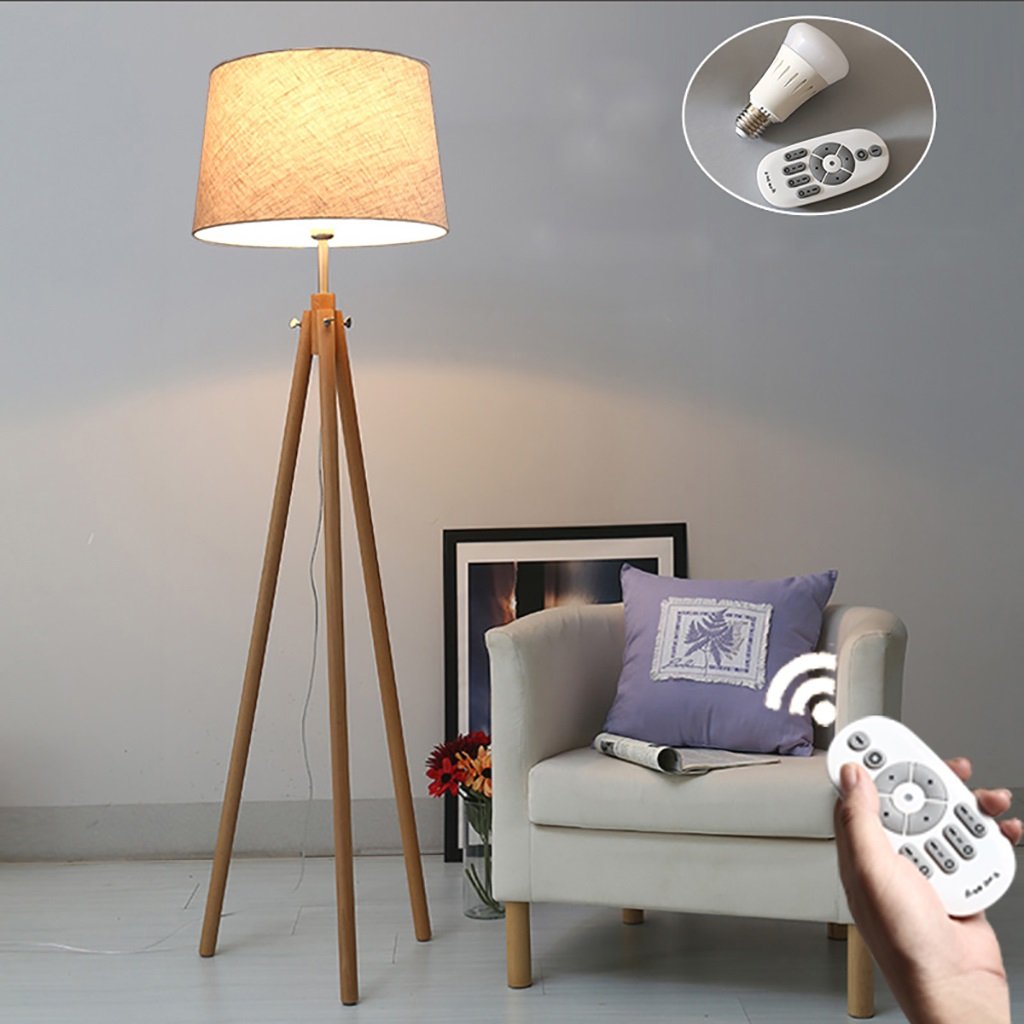Lampe de plancher en bois massif scandinave pour chambre et étude