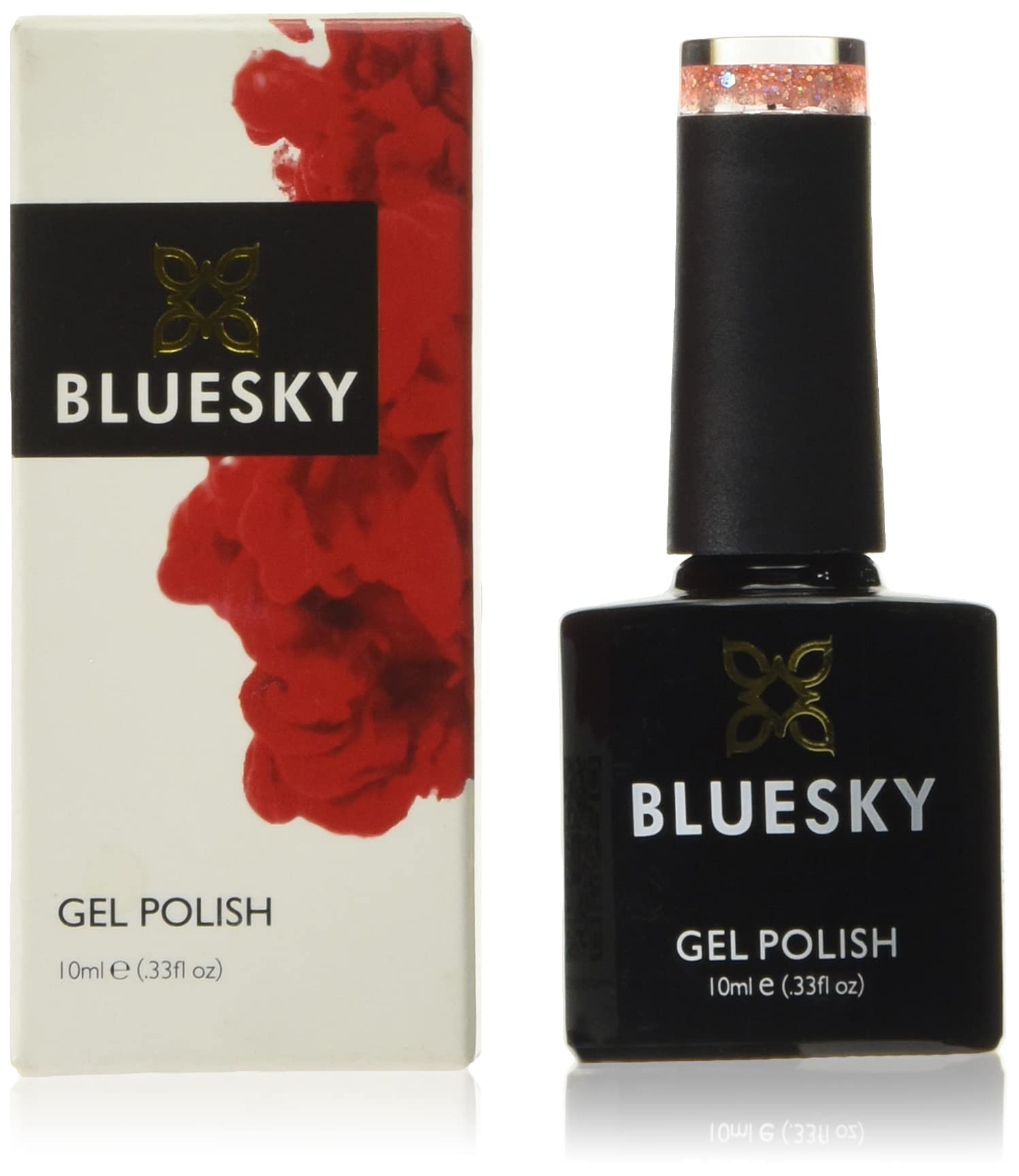 Bluesky Bluesky Gel Polish, Pinch of Peach, BLZ43, 10 ml, Gel Dissolvable Nail Polish, Peach Pink, Pastel, Glitter (Curing Under UV/LED Lamp Required) Pack (x)