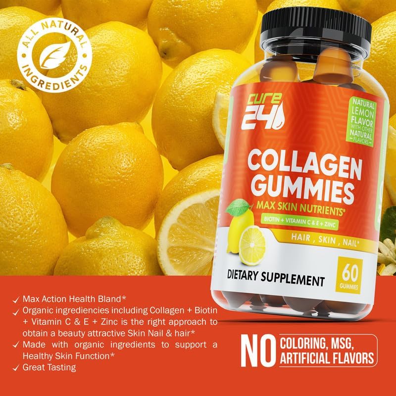 Miniatura 3 de Gomitas de colágeno con zinc, vitamina C y biotina, suplemento de péptidos de colágeno que promueve el cabello, las uñas, la piel, los huesos y las