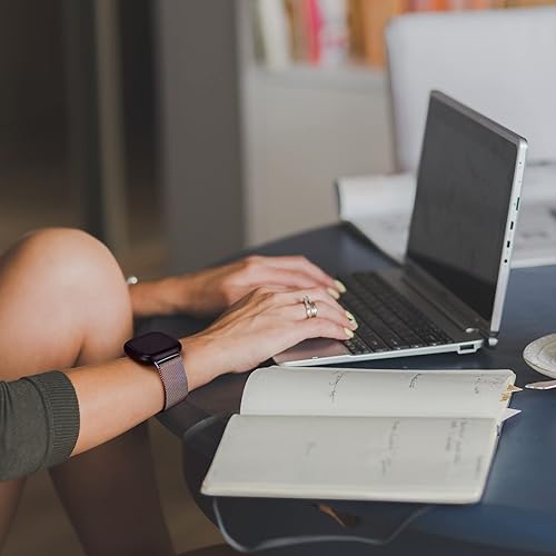 Miniatura 6 de Vanjua Correa de metal para Fitbit Sense 2  Sense Bands, Fitbit Versa 4  Versa 3 bandas para mujeres y hombres, correa de repuesto magnética de