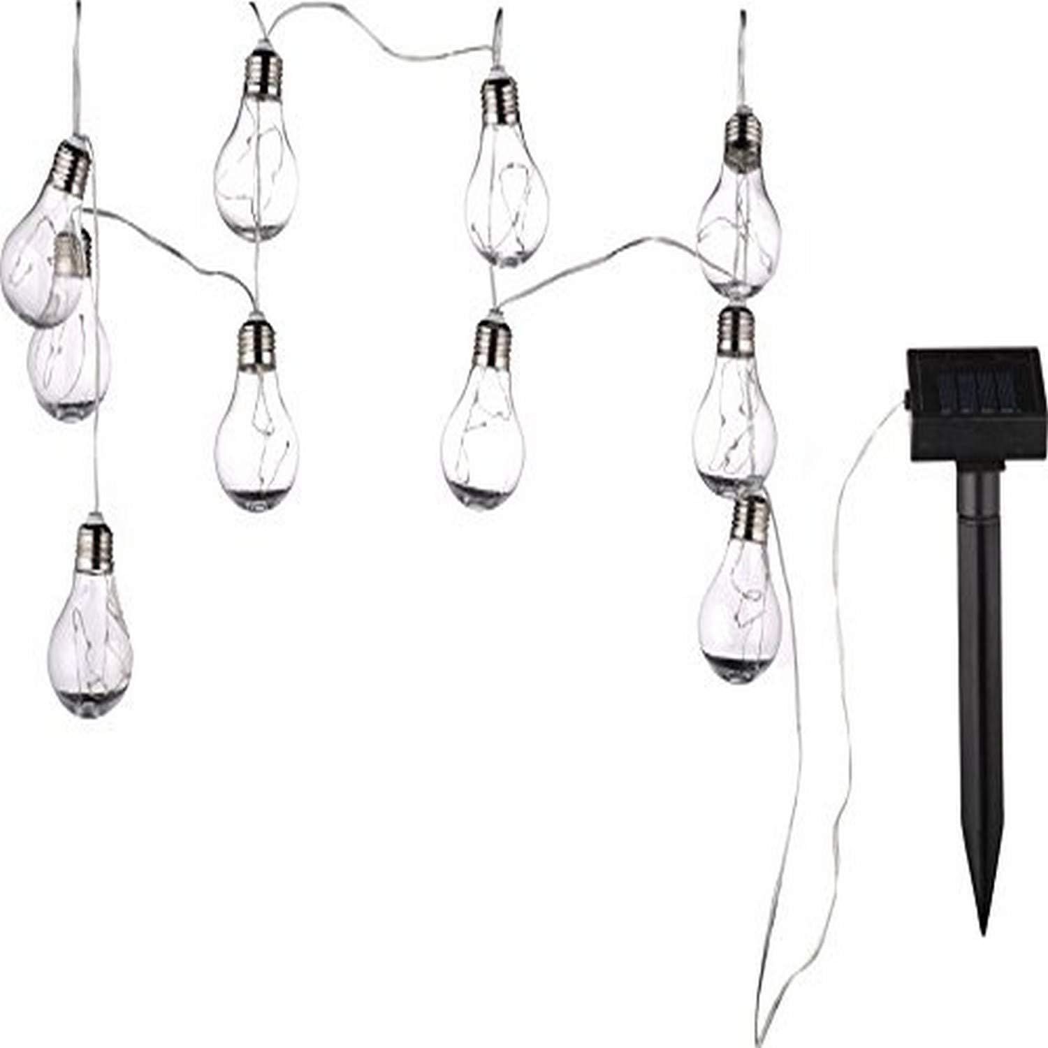 SAB-15F10M-CL: 10-Light 9 ft Integrated LED Edison Bulb Solar String Light