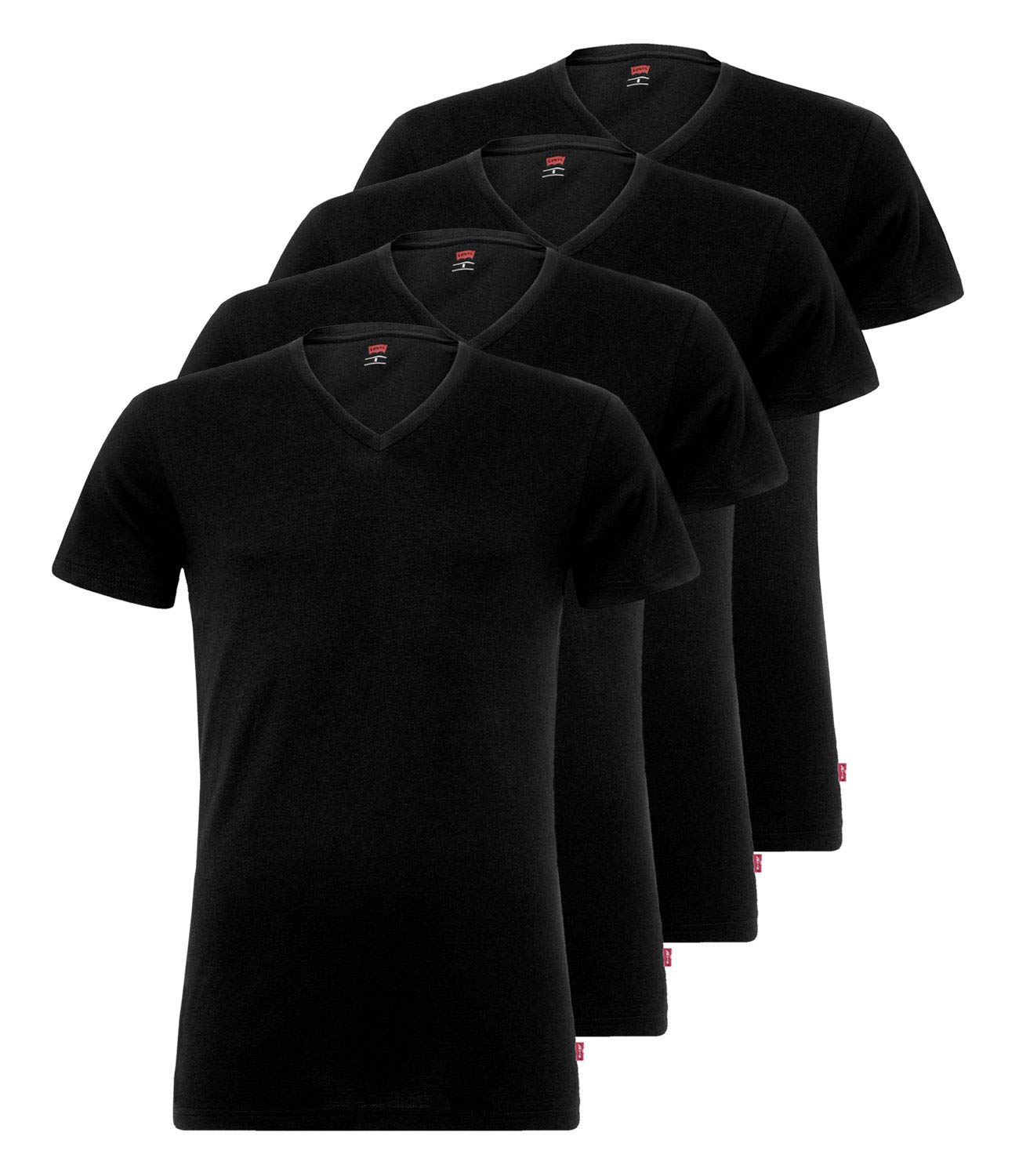 Pack of 4 Levis V-Neck Men's V-Neck T-Shirt, 884 Jet Black, M