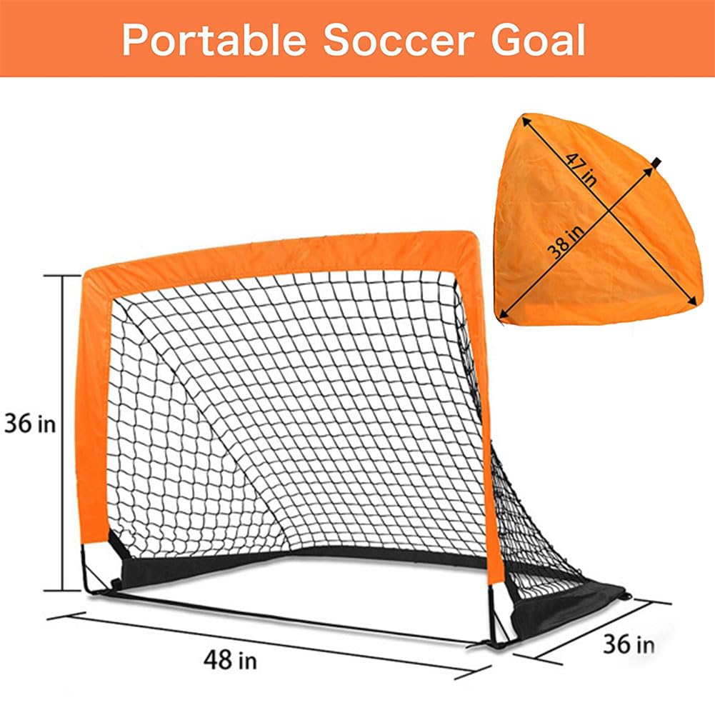 QUTBAG Set di 2 Porte da Calcio Pop-up per Interni ed Esterni, Rete da Calcio Portatile da 4 x 3 Piedi, Porta da Calcio Pieghevole per Allenamento Sportivo all'aperto, Regalo Festivo per Allenamento