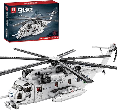 MISINI 33037 CH-53E Super Stallion - Juego de bloques de construcción de helicópteros de transporte, 2192 piezas de modelos de avión, juguetes