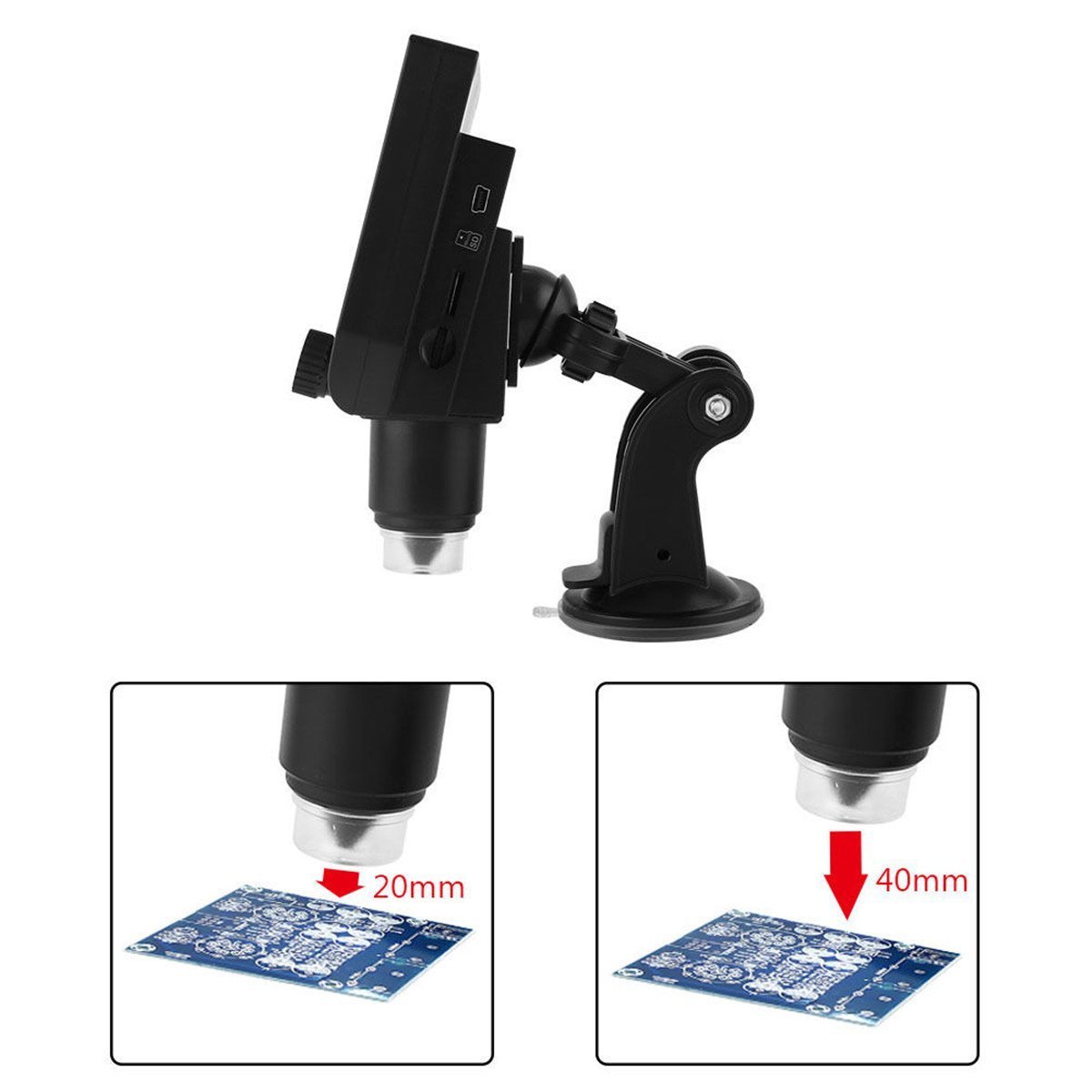 EMEBAY - Przenośny mikroskop cyfrowy HD 3,6 MP USB + ekran LCD 4,3" - Mikroskop cyfrowy/kamera wideo + gniazdo na karty micro SD, przechwytywanie zdjęć i filmów