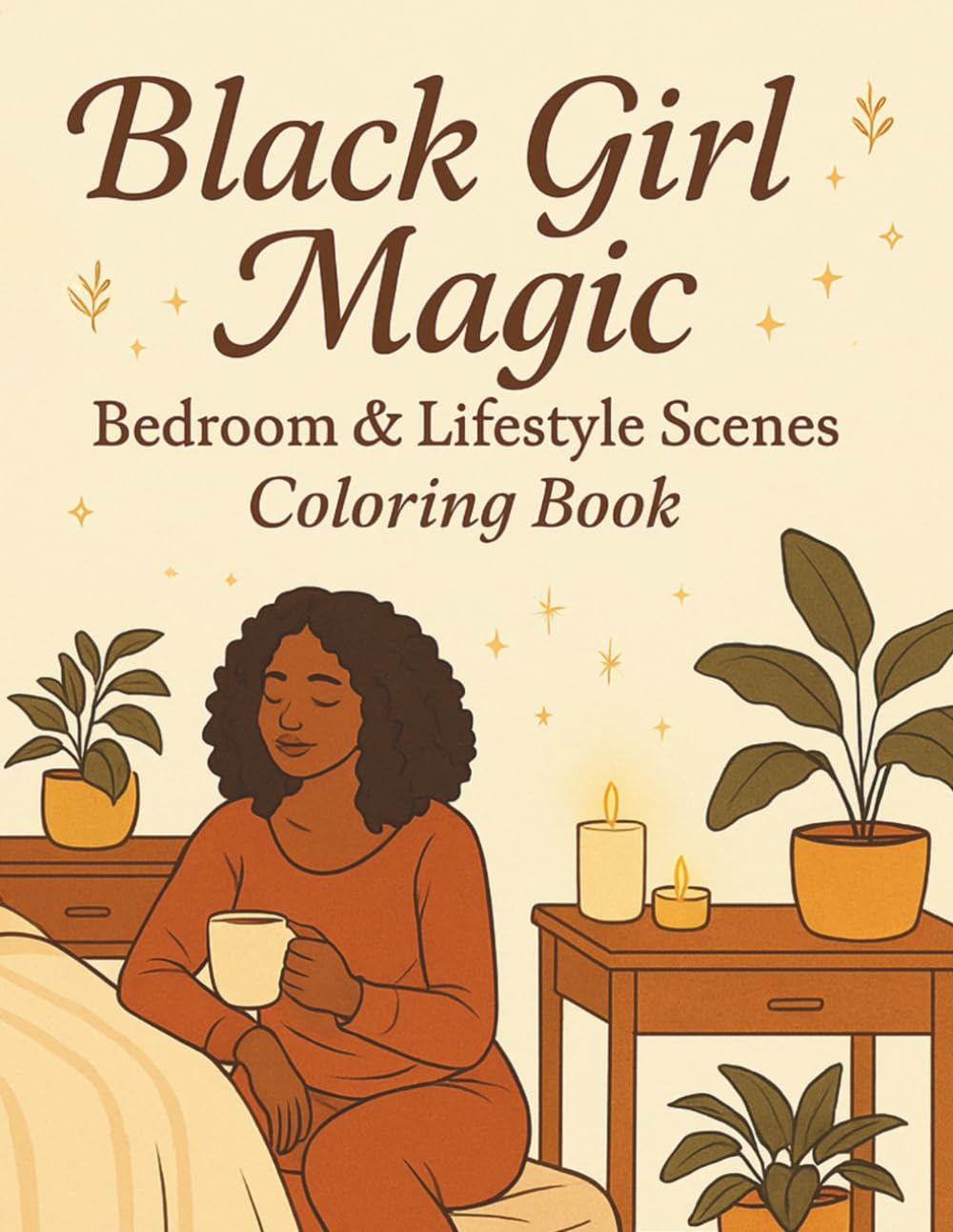 Black Girl Magic: Bedroom & Lifestyle Scenes Coloring Book: Cozy Aesthetic Coloring Book for Relaxation