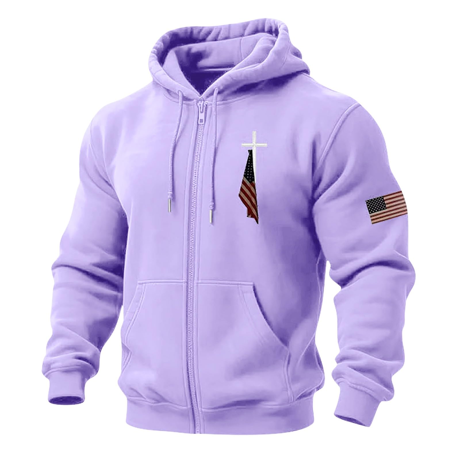 Zip Up Hoodie Men American Flag Graphic Hooded Sweatshirts Long Sleeve Zipper Jacket Fall…