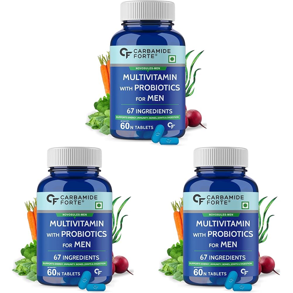 Carbamide Forte Multivitamin for Men(60 Veg Tablets), Immunity & Energy with 67 Ingredients |Multi Vitamins, Minerals, Probiotics, Superfoods, Fruits & Vegetable Blend– (Pack of 3)-image-12