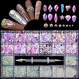 Yzzseven 12 Types of 600 Diamonds +2500 Flat Rhinestones Mix 20 Styles Flatback Rhinestone Crystals