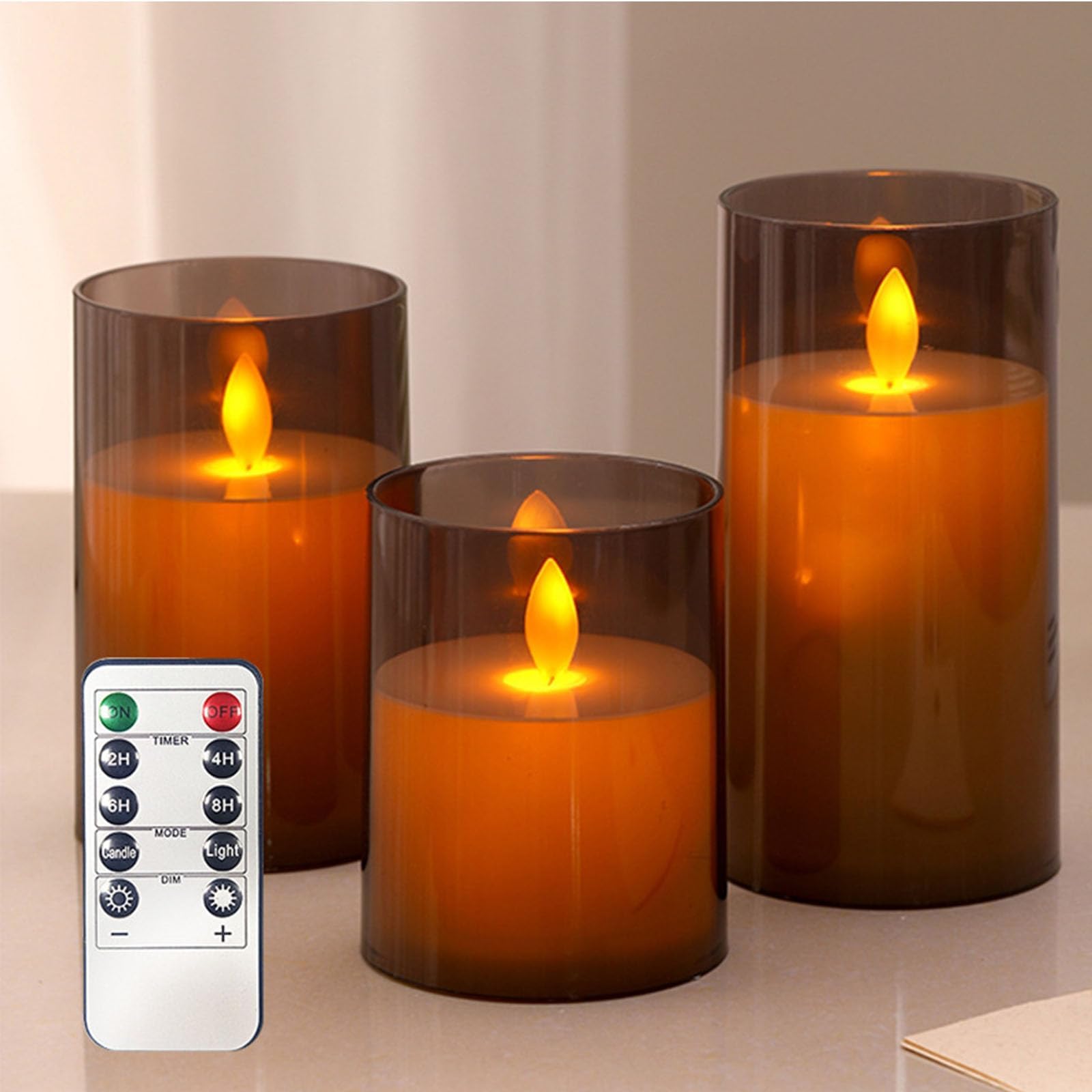 Amazon.co.jp : LEDキャンドルライト LEDガラスキャンドル3点セット