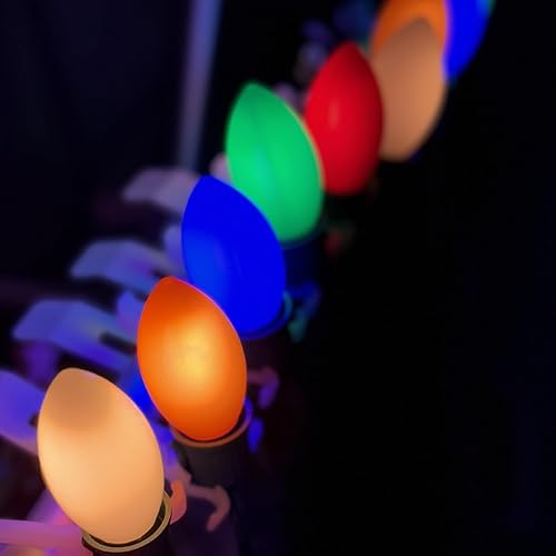 Miniatura 8 de SUNSGNE C9 - Luces LED de Navidad para exteriores, 25 pies, multicolor, con 27 bombillas LED de plástico de 0.6 W (2 de repuesto) para patio,