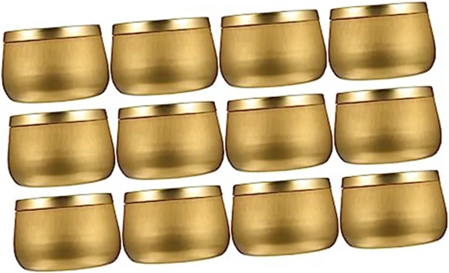 Suojim Candle Jars 12pcs Small Gold Tinplate Storage Box with Lid, for Jewelry, Candles & Wedding Gifts