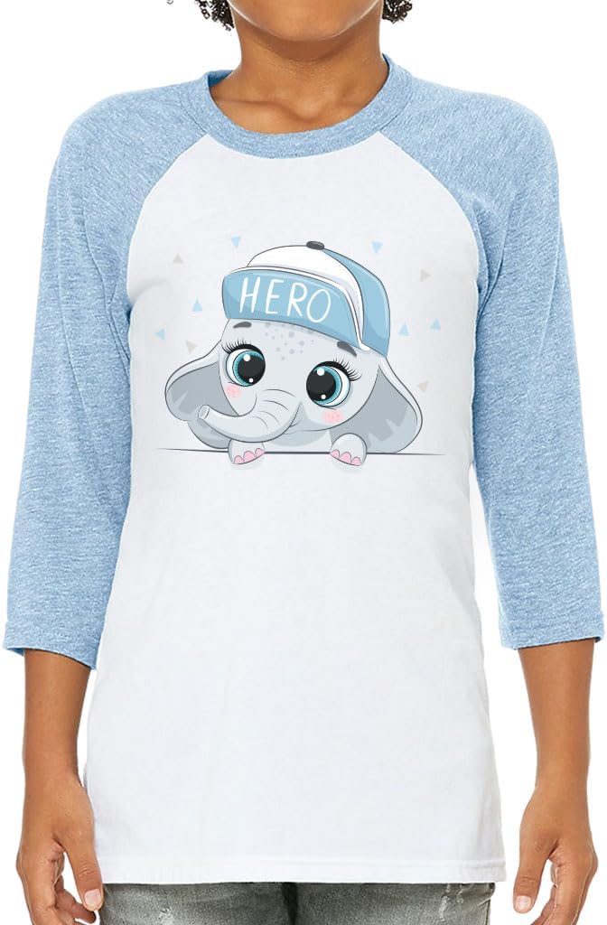 Hero Print Kids' Baseball T-Shirt - Gifts for Elephant Lovers - Great Gifts