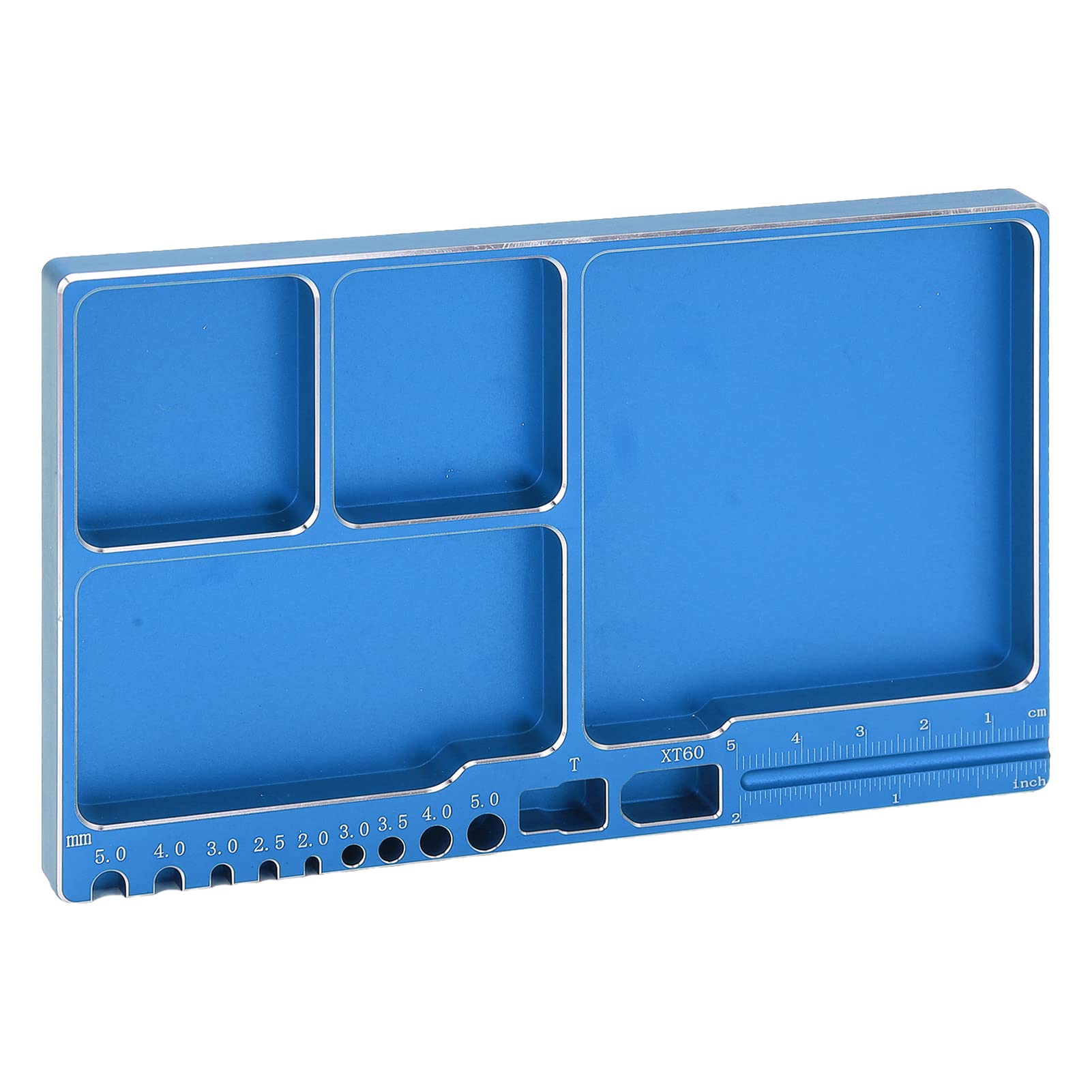 Bandeja de Tornillos Magnéticos, Aleación de Aluminio, Adsorción Magnética, Bandeja de Piezas Magnéticas Ampliamente Utilizada con Almohadilla Magnética para Reparación RC (Azul)