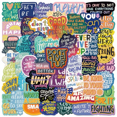 Cute Motivational Aesthetic Stickers, 50PCS Inspirational Waterproof Stickers for Water