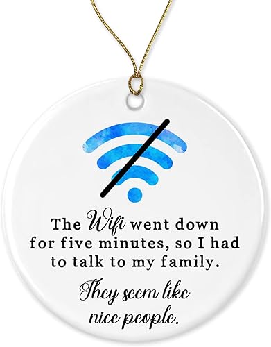 LillaGifts Adorno de Navidad con WiFi Went Down Divertido adorno de Navidad Regalo de Navidad para familiares y amigos Regalo de cerámica para LillaGifts Adorno de Navidad con WiFi Went Down Divertido adorno de Navidad Regalo de Navidad para familiares y amigos Regalo de cerámica para