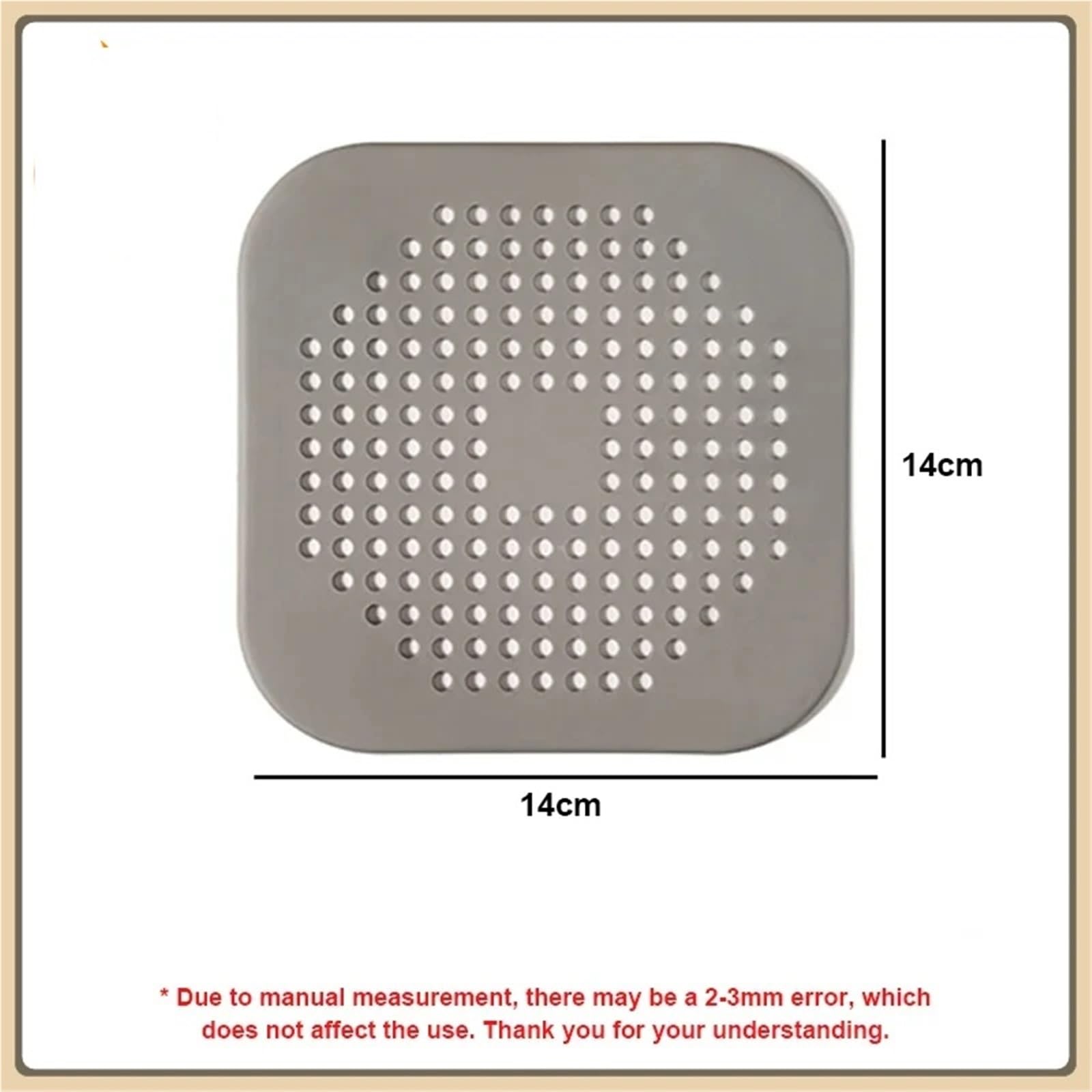 Filtro De Drenaje De Piso con Ventosa Inferior | Coladores de cocina cuadrados fáciles de usar(10pcs grey)