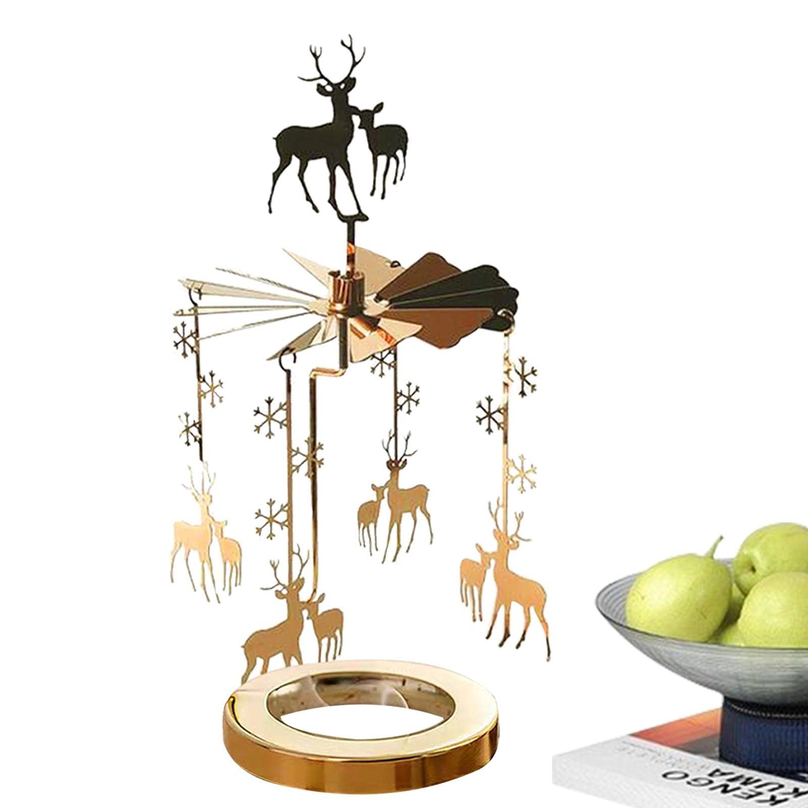 Rianpesn Rotating Candle Holder | Round Thermal Rotating Candlestick - Revolving Lantern Dream Decoration Candle, Rotary Tealight Candle Metal Tea Light Holder