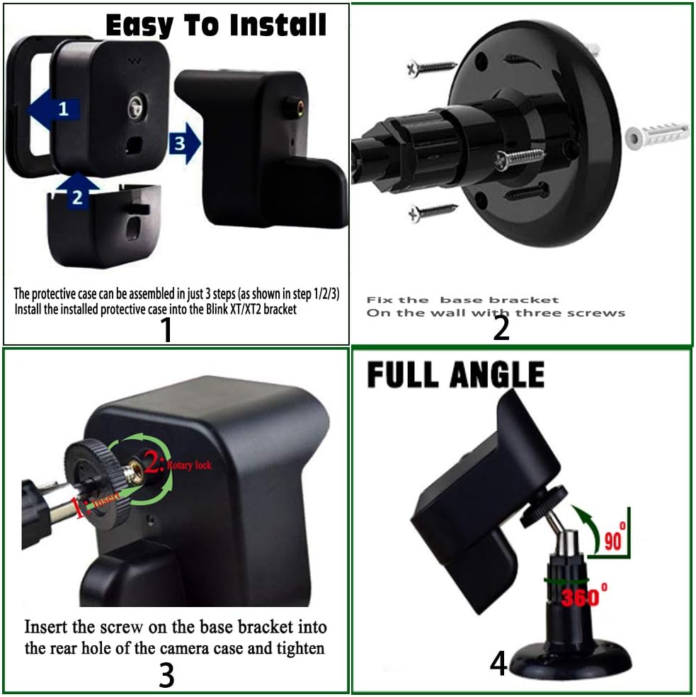 All-New Blink Camera Wall Mount Bracket, Weather Proof 360° Protective Plastic Housing Cover and Adjustable Wall Mount Bracket Indoor Outdoor Home Security Camera System Black(5 Pack)