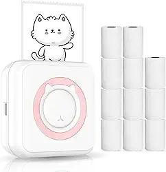 Eastdall Impressora Fotográfica,Mini impressora multifuncional multifuncional para smartphone Impressora térmica instantânea sem fio com 11 rolos de papel térmico compatível com iOS Android