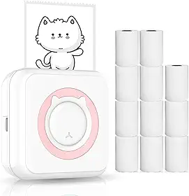 Eastdall Impressora Fotográfica,Mini impressora multifuncional multifuncional para smartphone Impressora térmica instantânea sem fio com 11 rolos de papel térmico compatível com iOS Android