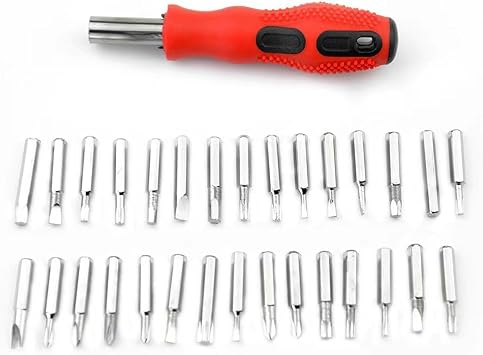 Global 31 in 1 Driver Set Not Slip Handle Permanent Steel Tips Electronics Repair Tools Compact Planner Electronics Set for Phone/PC