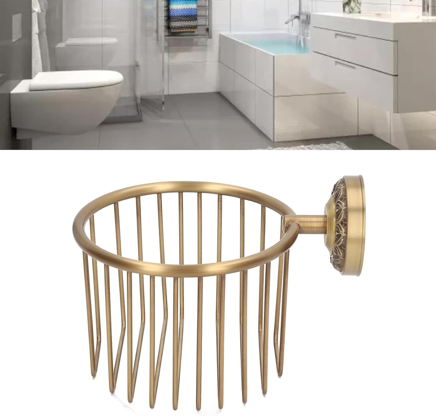 Gold Toilet Paper Holder, Wall - Mounted Bathroom Tissue Roll Storage Rack for RV, Camper & Vanity Decor