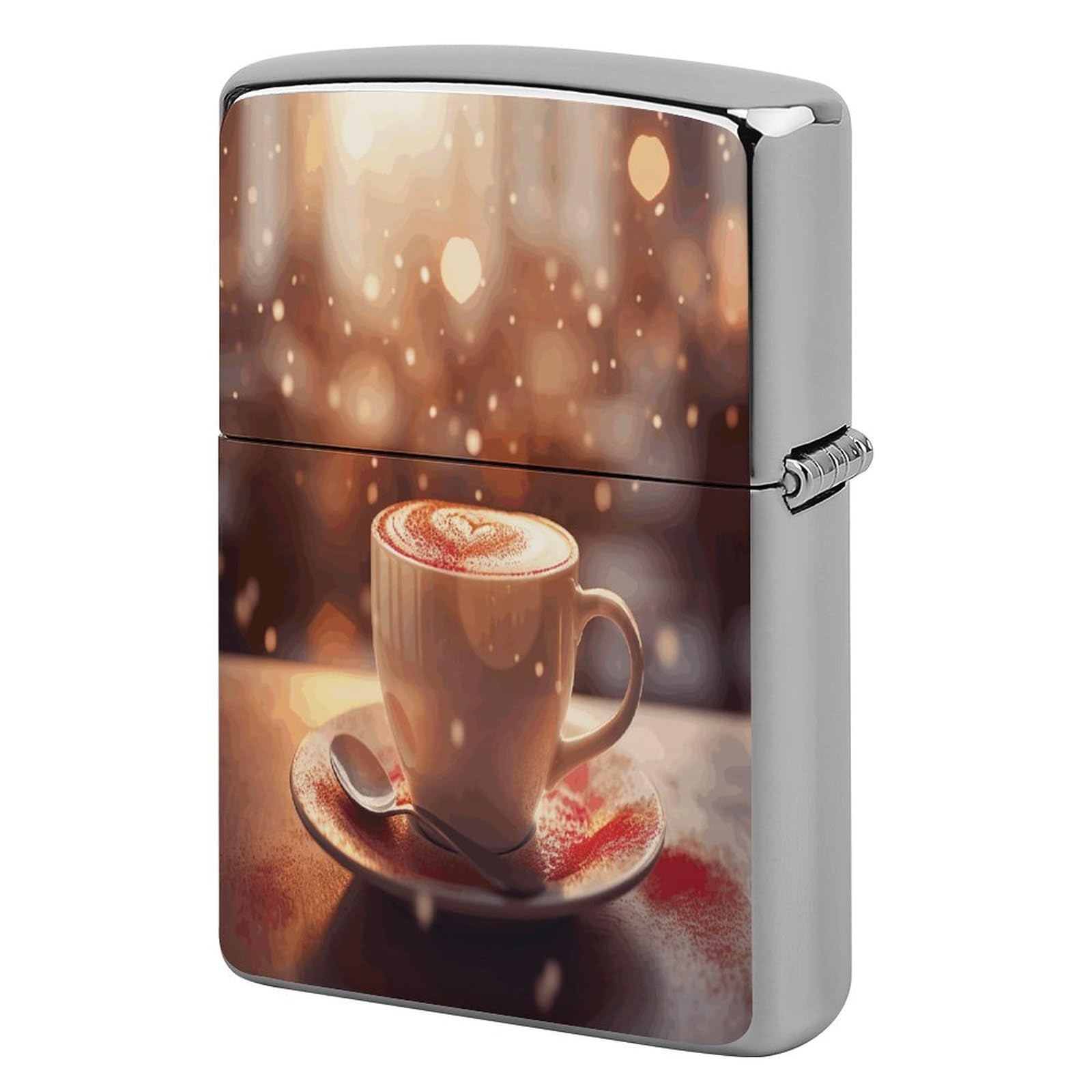 Btcowzrv Style Hearts Drawn On Coffee Metal Lighter Case Sleeve Cover Holder